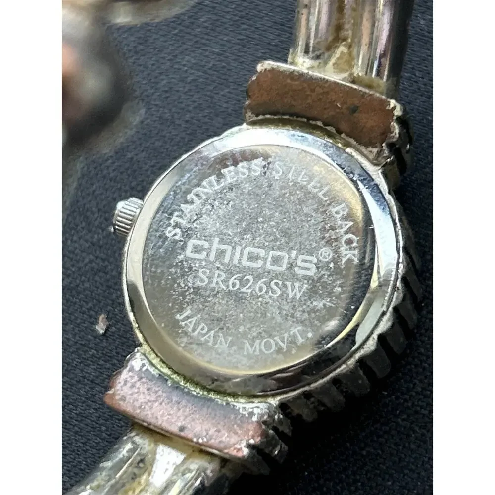 Chicos Silver Tone White Dial Women’s Cuff Watch